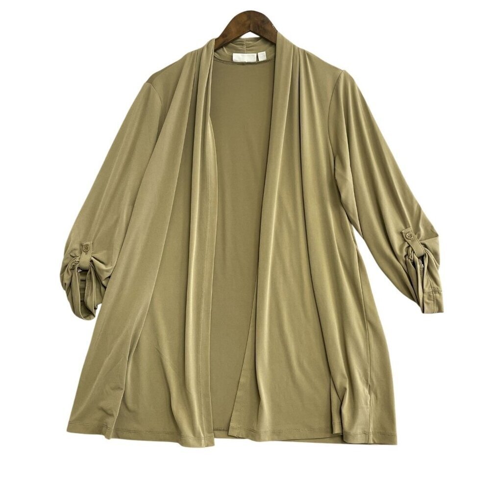 Susan Graver Women's L Open front Cardigan Light Jacket Polyester Spandex